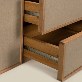 Tv-meubel Eiken Met Stoffen Deuren 150 Cm - 150x40x40cm.