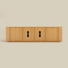 Eiken Tv-meubel Met Ronde Hoeken - 180x40x50cm.