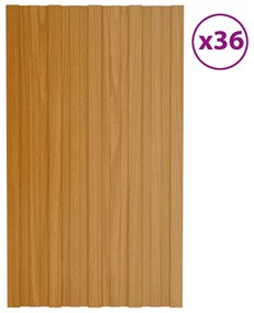 vidaXL Dakpanelen 36 st 80x45 cm gegalvaniseerd staal lichthoutkleurig