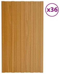 vidaXL Dakpanelen 36 st 80x45 cm gegalvaniseerd staal lichthoutkleurig