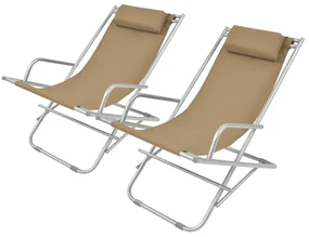 vidaXL Terrasstoelen verstelbaar 2 st staal taupe
