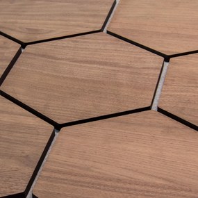 Hexagon Panel Walnoot met Grijs Vilt 81CM | Akoestisch | Wanddecor | Zeshoekig- Grijs vilt