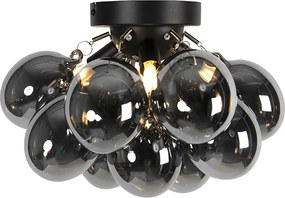 Smart plafondlamp zwart met smoke glas 3-lichts incl. 3 Wifi G9 - Uvas