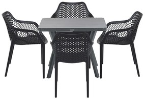 Garden Impressions Air XL tuinset 5-delig zwart - Mina tuintafel 90x90 cm