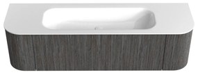Mondiaz Kurve 160cm badmeubel ronding links/rechts shadow met 1 lade en 2 deuren en wastafel big medium midden zonder kraangat
