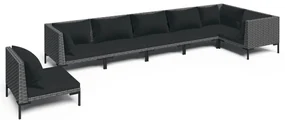 vidaXL 7-delige Loungeset met kussens poly rattan donkergrijs