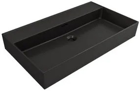 Plieger Kansas badmeubel 80cm met zwarte wastafel zonder kraangat warm eiken