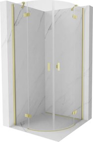 Mexen Mist halfronde, scharnierende douchecabine 100 x 100 cm, transparant, geborsteld goud - 8A33-100-100-55-00