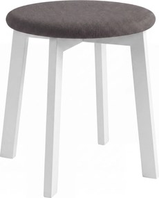 Mazzoni ZOI Taupe Beige (stof Storm 26)/wit beuken onderstel - RONDE GESTOFFEERDE KRUK VOOR KEUKEN/WOONKAMER