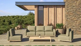 4 Seasons Outdoor Yara loungeset met geborsteld teak * Sale *      houtkleur weerbestendig