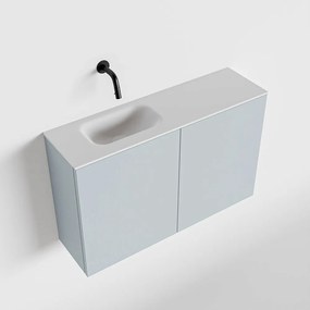 Zaro Polly toiletmeubel 80cm clay met witte wastafel zonder kraangat links