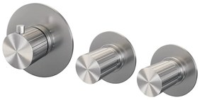 Brauer Stripe inbouwthermostaat met 2 stopkranen RVS geborsteld PVD