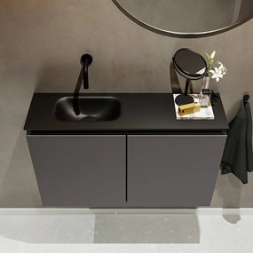 Mondiaz Ture 80cm toiletmeubel dark grey met wastafel urban links geen kraangat
