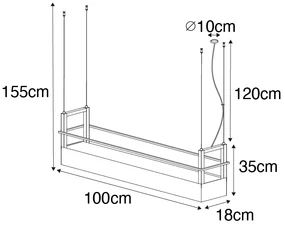 Eettafel / Eetkamer Industriële hanglamp zwart met rek 4-lichts GU10 - Cage Rack Industriele / Industrie / Industrial GU10 Binnenverlichting Lamp