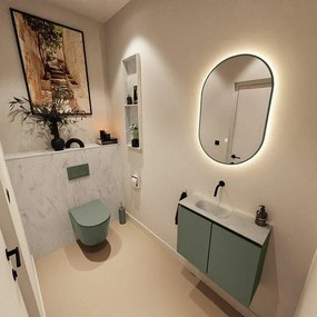 MONDIAZ TURE-DLUX 60cm toiletmeubel Army. EDEN wastafel Opalo positie links. Zonder kraangat. TUREDX60ARML0OPA