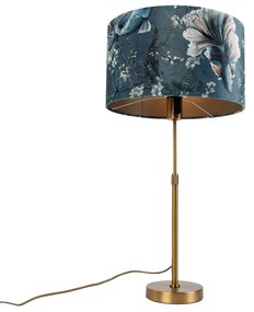 Tafellamp brons met velours kap vis 35cm - Parte Klassiek / Antiek, Modern E27 rond Binnenverlichting Lamp