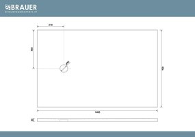 Brauer Asteroid douchevloer 90x140cm mineraalmarmer wit mat