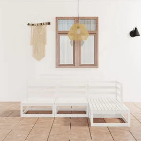vidaXL 4-delige Loungeset massief grenenhout wit