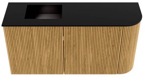 Mondiaz Joya 80cm toiletmeubel ronding rechts oak met wastafel faye links zonder kraangat urban