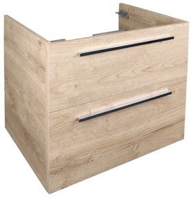 Differnz Fit badmeubel 60cm eiken licht met toppaneel zwart mat en spiegelkast