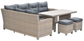 Garden Impressions Alaska lounge dining set 6-delig links - light teak vironwood