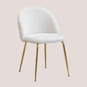 Kana Design Eetkamerstoel In Teddystof White & Goud - Sklum