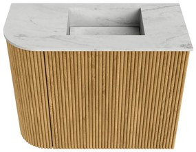 Mondiaz Joya DLux 50cm toiletmeubel ronding links oak met wastafel faye rechts 1 kraangat opalo