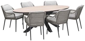 Garden Impressions Pemba tuinset 7-delig - Tulli tuintafel 220x115xH75 cm - light teak vironwood