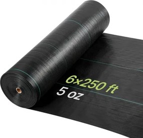 VEVOR Onkruidbestrijdingsdoek 1,8 x 76,2 m Tuinvlies 168 g/m², Polypropyleen Onkruidmat, Onkruidbarrière met hoge ventilatie en drainage, Wortelbarrière voor kassen, boerderijen en tuinen, Zwart