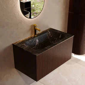 Mondiaz Kurve-dlux 80cm badmeubel ruby met 1 lade en wastafel big small midden 1 kraangat lava