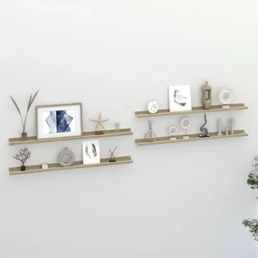 vidaXL Wandschappen 4 st 100x9x3 cm wit en sonoma eikenkleurig