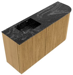 Mondiaz Joya DLux 80cm toiletmeubel ronding rechts oak met wastafel faye links zonder kraangat lava