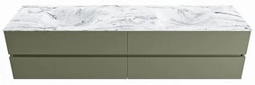 Mondiaz Vica DLux badmeubel 200cm army 4 lades met wastafel glace dubbel 2 kraangaten