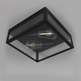 Industriële buiten plafondlamp zwart 2-lichts - Rotterdam