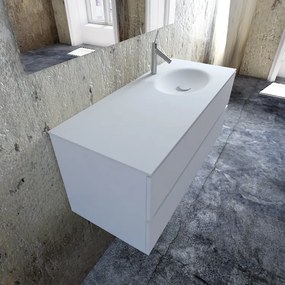 Zaro Sevilla Solid Surface badmeubel 120cm mat wit 1 kraangat spoelbak rechts