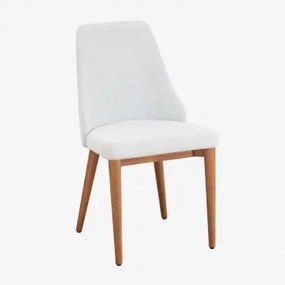 Set Van 2 Leiden Gestoffeerde Eetkamerstoelen Natuurlijk Hout & Chenille White - Sklum