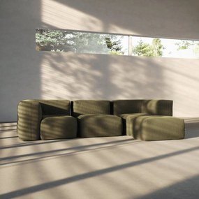 Soft Zitzak Indoor 3 Seater + Pouf - Corduroy Olive