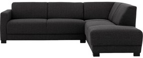 Goossens Bank My Style zwart, stof, 2,5-zits, stijlvol landelijk met chaise longue rechts