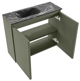 Mondiaz Ture DLux toiletmeubel 60cm army met wastafel lava links met kraangat