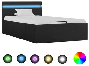 vidaXL Bedframe met opslag en LED stof donkergrijs 90x200 cm