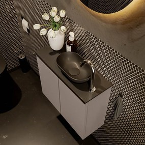 Mondiaz Fowy toiletmeubel 60cm smoke met zwarte waskom rechts en kraangat