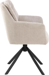 ARTHUR Beige (stof Caso 3) - MODERNE DRAAISTOEL MET BEKLEDING VOOR WOONKAMER/EETKAMER/KANTOOR LOFT