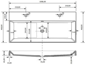 Fontana Kolo wastafelmeubel kasteel bruin 100cm mat witte wastafel 2 kraangaten met ronde spiegel