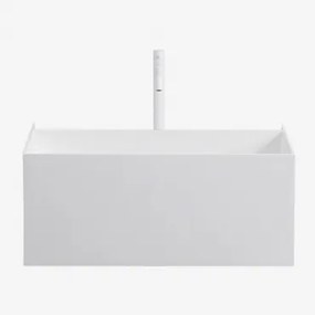 Harsen Badkamermeubelset Met Geïntegreerde Wastafel En Nerine Led-verlichting Wit & Spiegelloze & Wit ↑30 Cm Met Aftapkraan Zonder Overloop Orveta -