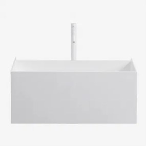 Nerine Zwevend Badkamermeubelset Van Hars Met Geïntegreerde Wastafel En Led-verlichting Wit & Spiegelloze & Wit ↑30 Cm Met - Sklum