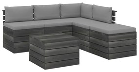 vidaXL 6-delige Loungeset met kussens pallet grenenhout