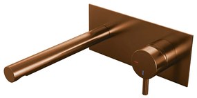 Brauer Copper Edition ColdStart wastafelkraan inbouw rechte uitloop met achterplaat model B1 koper geborsteld PVD