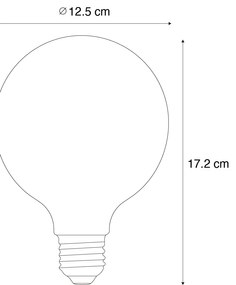 Set van 5 E27 dimbare LED lampen G125 bruin 4W 120 lm 1800K