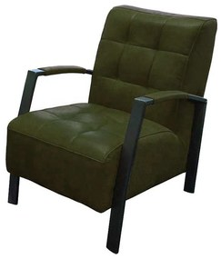 Industriële fauteuil Elba | leer Colorado groen 08 | 61 cm breed