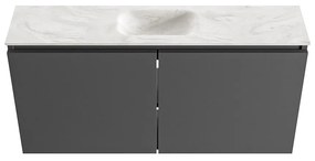 Mondiaz Ture DLux toiletmeubel 100cm dark grey met wastafel ostra midden zonder kraangat